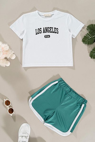 for you kids Green Printed T-shirt and Shorts Set