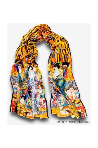 Galiga Klimt Mix %100 İpek Fular 45x165cm "Art On Silk"