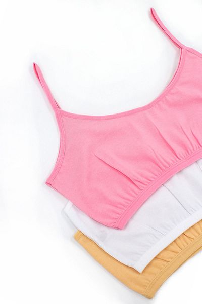 Öts Girl's Colorful 6-Piece Non-Pad Training Bra, Cotton Flexible Bustier, Young Girl's Half Tank