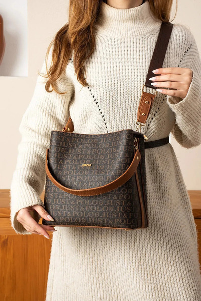 Just Polo Kadın Monogram Baskılı El Ve Omuz Çantası EBAT 25 X 25