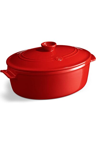 Emile Henry 6 Lt Red Burgundy Oval Pot - Fire Resistant -344560