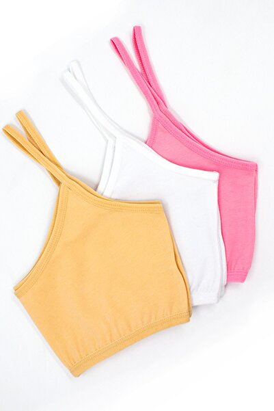 Öts Girl's Colorful 6-Piece Non-Pad Training Bra, Cotton Flexible Bustier, Young Girl's Half Tank