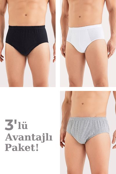 Arma Yıldız Men's Cotton Panties Slip Elastic Waist 3 Pack Colorful