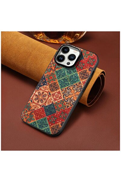 Zebana Apple iPhone 12 Pro Uyumlu Kılıf Vintage Kumaş Kılıf Desen 3