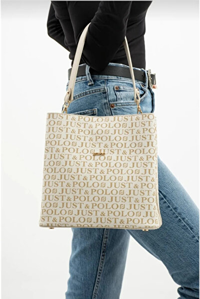 Just Polo حقيبة يد وكتف نسائية بطبعة مونوغرام مقاس 25 × 25