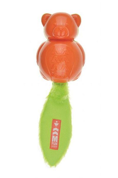 M-PETS Orange/Green Rubber Teddy Bear Dog Toy