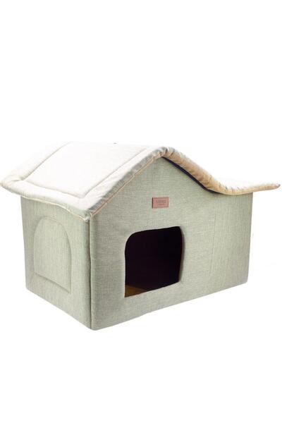 Lepus Kedi ve Köpek Cabin Kulübe Yatak Ekose Yeşil 35X60X40 Cm