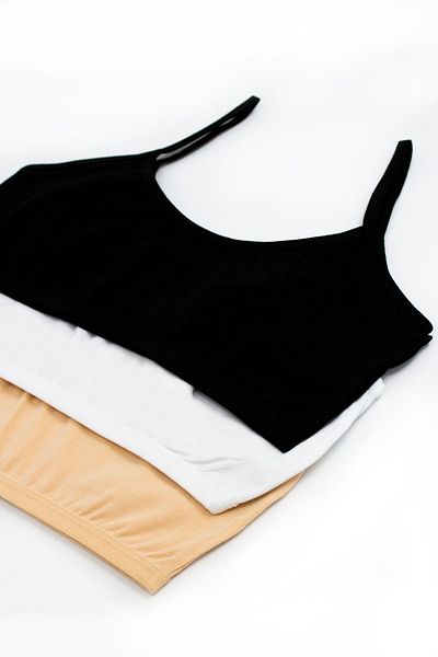 Öts Girl's Colorful 6-Piece Padless Cotton Lycra Half Tank Top Training Bra for Young Girl