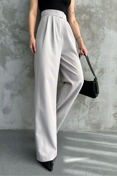 macharel jeans Pantaloni de damă cu picioare largi, cu talie înaltă și detaliu Cirt