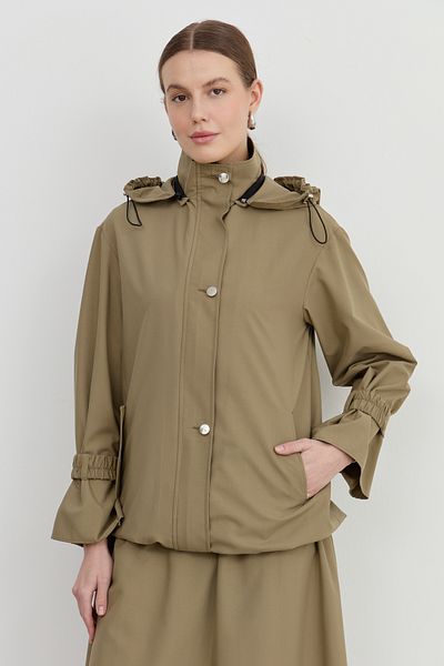 Fatma Atasoy Midi Raincoat with Stopper Trench Khaki