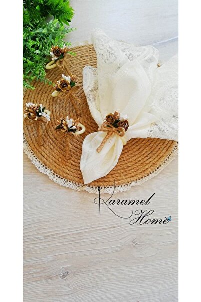 Karamelhome Біло-золотий букет квітів Серветка Кільце