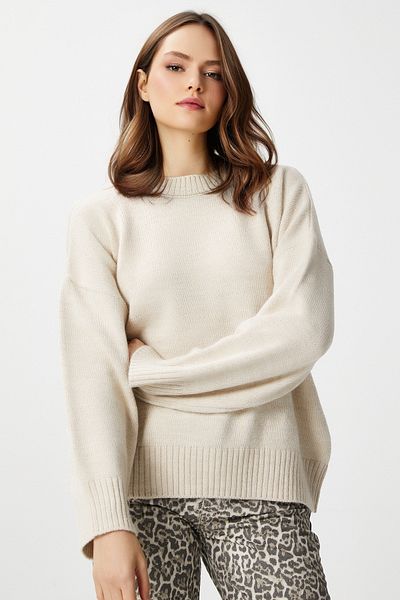 Ritnice Pntrst Stone Crew Neck Oversize Knitwear Sweater