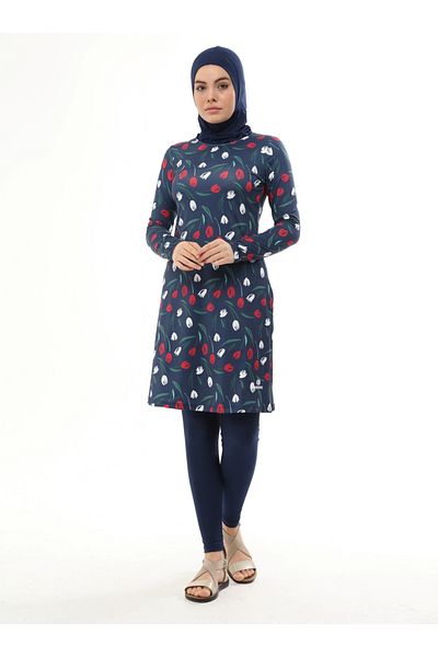 Ranuna Ranuna Patterned Full Covered Hijab Swimsuit - Pattern 8