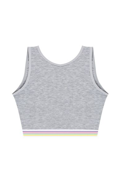 Öts 3-Piece Gray Cotton Lycra Half Tank Top Bustier Set for Girls