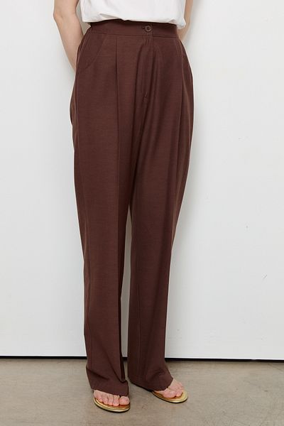 Fatma Atasoy Brown Palazzo Cotton Trousers