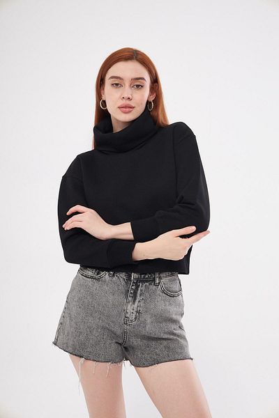 TUBİA Women's Black Turtleneck Sweatshirt