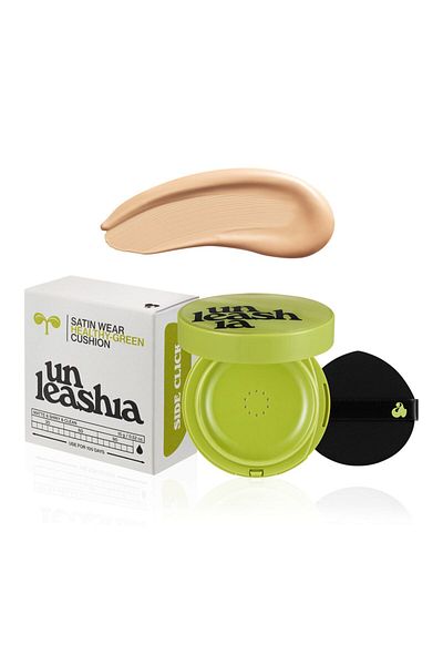 UNLEASHIA Satin Wear Healty-green Cushion No:23w Bisque Foundation (vegan Bakuchiol Spf 30/pa)