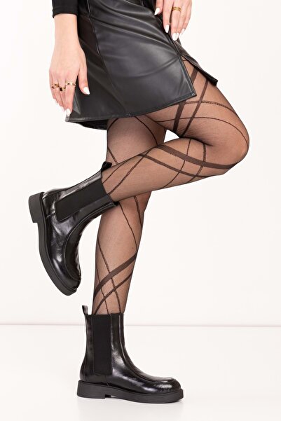 Gondol Kadın Hakiki Deri Yanları Lastikli Şık Bot Wst.2252