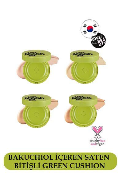 UNLEASHIA Satin Wear Healty-green Cushion No:23w Bisque Foundation (vegan Bakuchiol Spf 30/pa)