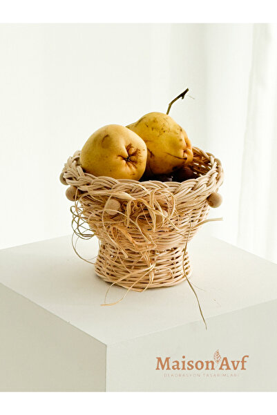 Maison Avf Rattan Bamboo Wicker - Bol, coș și organizator cu detalii din margele din lemn