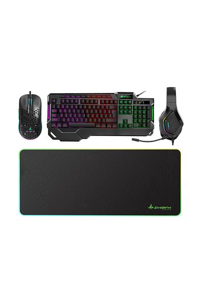 SHARX مجموعة JS4X1 4 في 1: لوحة مفاتيح للألعاب، ماوس RGB، سماعة رأس NC، ولوحة ماوس RGB (800 × 400 مم)