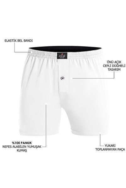 Öts 6'lı Erkek Süprem Boxer Beyaz (%100 Pamuk)