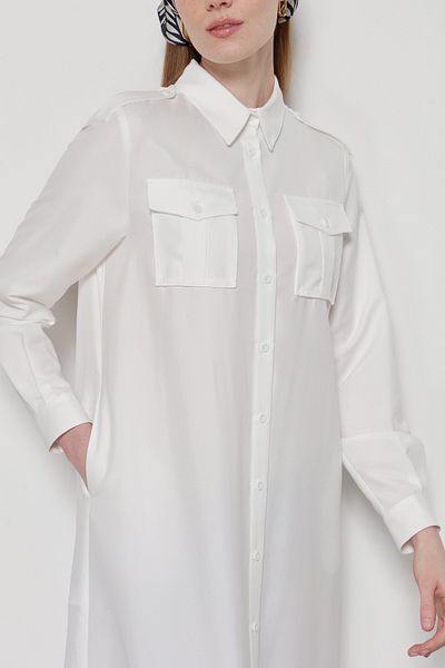 Fatma Atasoy White Maxi Tunic - Bellows Pocket