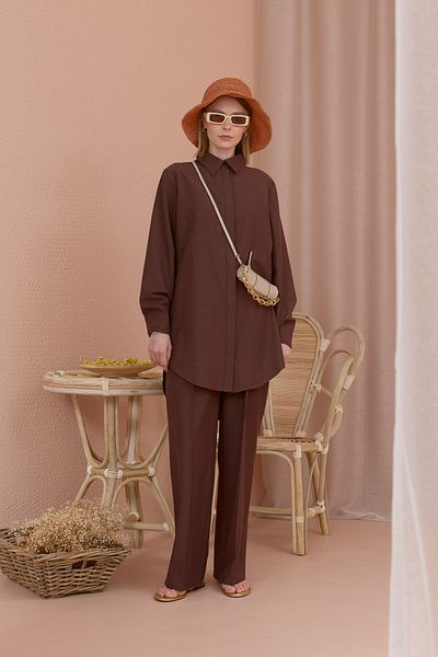 Fatma Atasoy Brown Palazzo Cotton Trousers