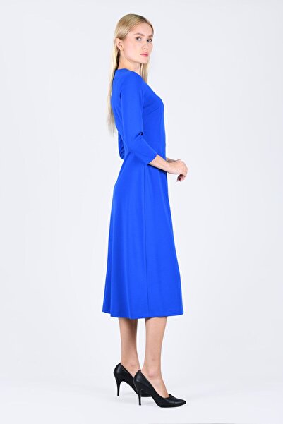 la luce Sax Omzu Boncuk Detaylı Elbise - LE485