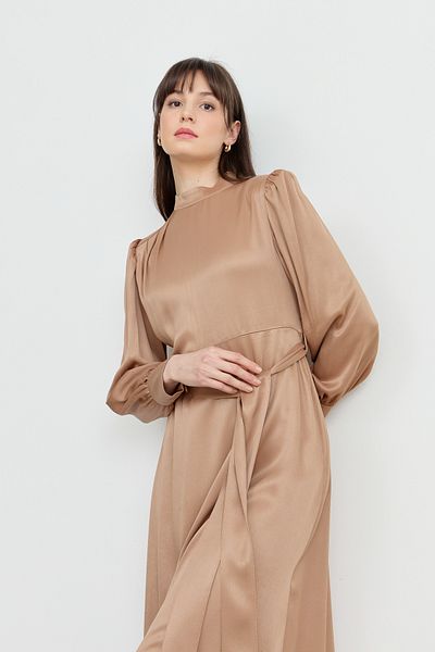 Fatma Atasoy Rochie cu curea plisată pe umeri Aramiu