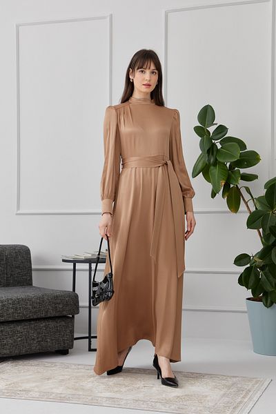 Fatma Atasoy Rochie cu curea plisată pe umeri Aramiu