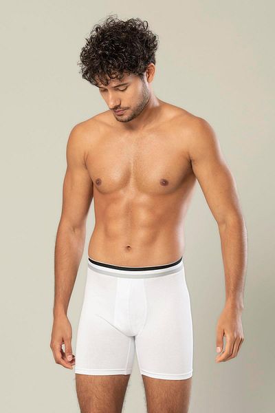 ERDEM İÇ GİYİM Erdem White Cotton Elastane Long Boxers 1415