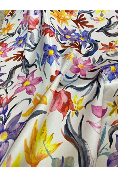 MODA SATEN ŞİFON çiçek desenli kumaş
