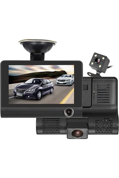 COOYA Three Lens Night Vision DVR Dash Car Camera,4 inch,HD 1080P,170° Wide Angle,Loop Recording