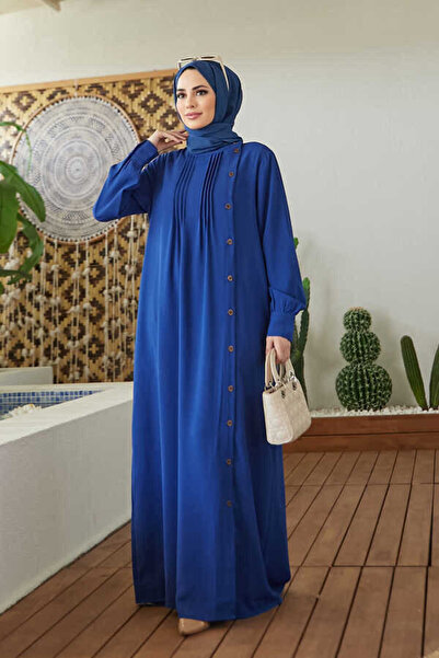 Neways 6508-Sax Blue Crepe Ferace - with Side Buttons