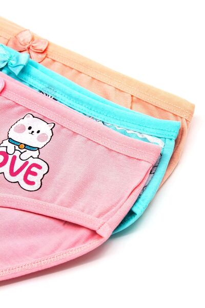 Öts Chiloți pentru fetiță, din bumbac, din lycra, cu fundă, cu imprimeu