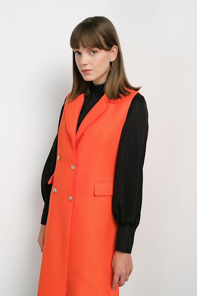 Fatma Atasoy Tasseled Orange Tweed Vest