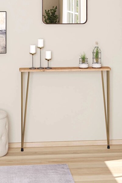 Pinhal Home 120 Cm Oval Kenar Petek Üstü Dresuar Atlantik Çam Gold Ayak