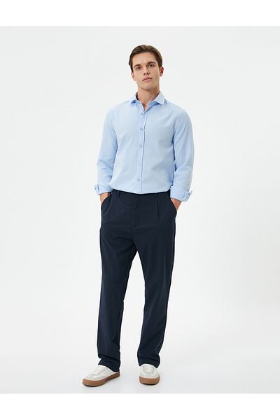 Koton Slim Fit košile s polovičním italským límcem s dlouhým rukávem