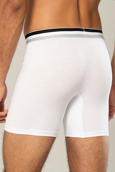 ERDEM İÇ GİYİM Erdem White Cotton Elastane Long Boxer 1415