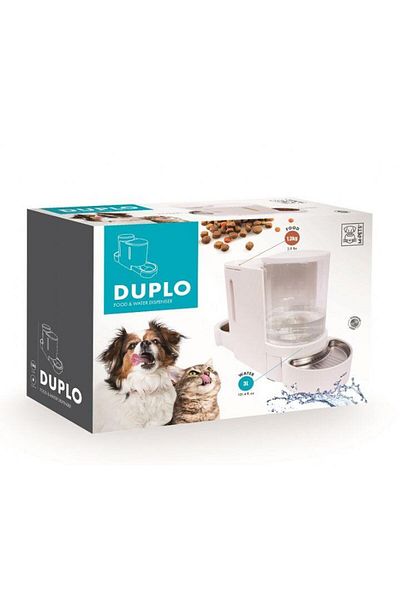 M-PETS Duplo Food and Water Container with Reservoir White 3L/1.3Kg