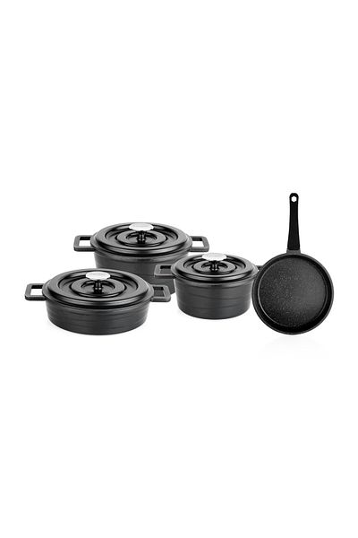 Schafer Pro Cast Cast Pot Set 7 Pieces-Black