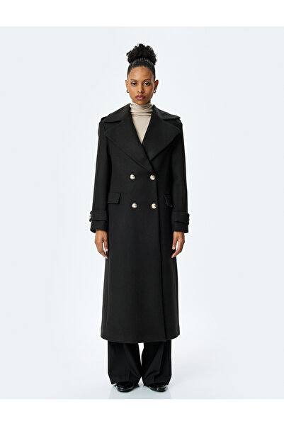 Koton Buttoned Pocket Long Double Breasted Coat