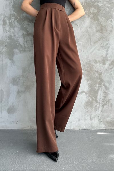 macharel jeans Dámské široké kalhoty s vysokým pasem a obvodovými detaily