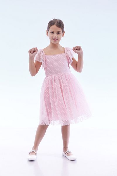 Ahengim Kids Girl's Square Neck Trend Tulle Dress Ak2242