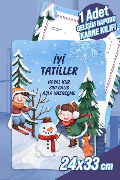 colortouch Kar  Temalı A4 Ana Sınıfı Gelişim Raporu Karne Kılıfı ( Kabı ) 1 Adet Karne Süsleme 24x33 Cm