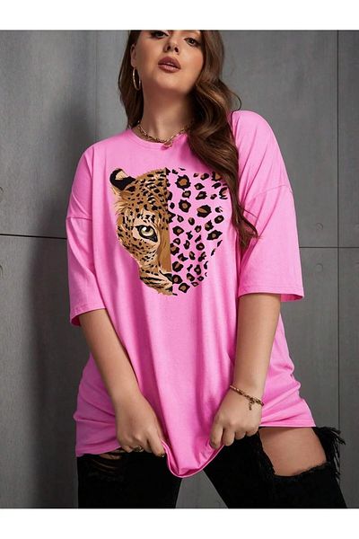 DAXİS Sportwear Company ΓΥΝΑΙΚΕΙΟ T-shirt με Leopard Print Crew Neck