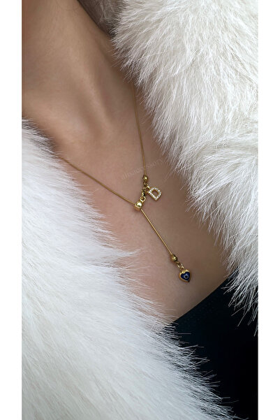 Alis Accessory Harfli nazar asansör kolye çelik