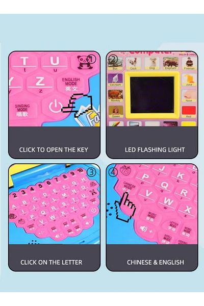 Arabest كمبيوتر تعليمي للأطفال مع حروف إنجليزية وشاشة LED