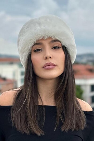 Mollycrush Kadın Kışlık Beyaz Peluş Suni Kürklü Kalpak Şapka Slav Rus Tarzı | Yeni Yıl, Yılbaşı Hediyesi